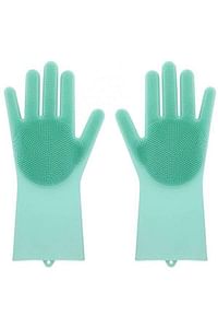 BOLIZ 2-Piece Silicone Scrubbing Gloves Set Green