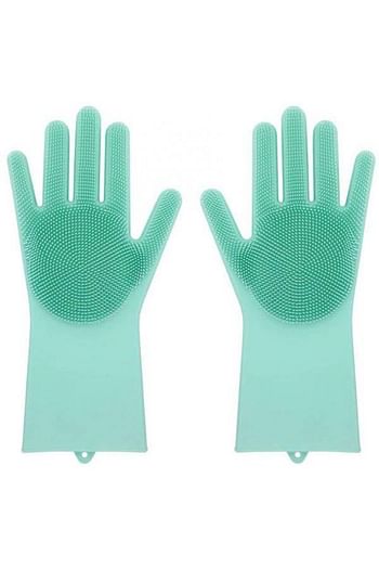 BOLIZ 2-Piece Silicone Scrubbing Gloves Set Green