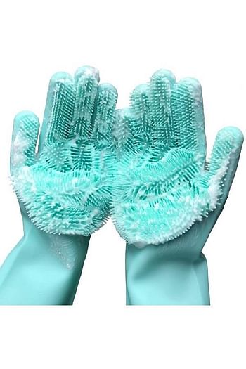 BOLIZ 2-Piece Silicone Scrubbing Gloves Set Green