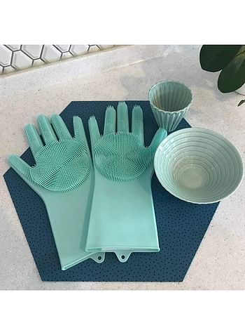 BOLIZ 2-Piece Silicone Scrubbing Gloves Set Green