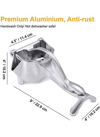 Manual Metal Juicer Silver 24.5x12.5x15cm