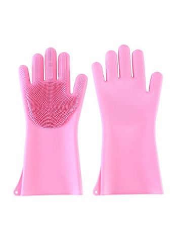 Silicone Dishwashing Gloves Pink 33.5x15.5cm