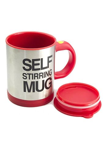 Self Stirring Mug Silver/Red