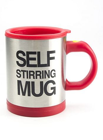 Self Stirring Mug Silver/Red