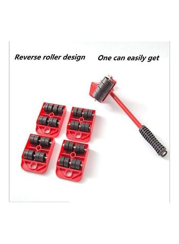 KUYING Pack Of 5 Artifact Durable Furniture Lifter Red/Black