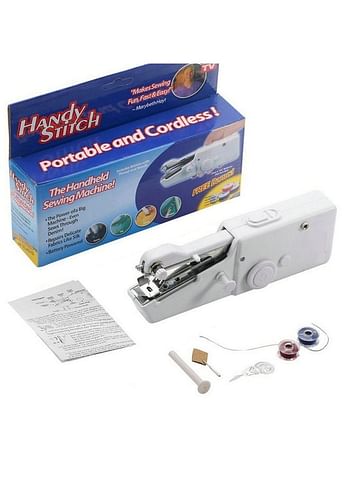 Portable And Cordless Mini Handheld Sewing Machine White 25cm