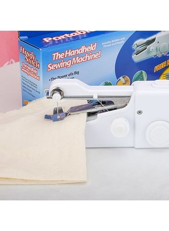 Portable And Cordless Mini Handheld Sewing Machine White 25cm