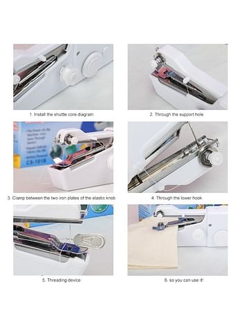 Portable And Cordless Mini Handheld Sewing Machine White 25cm