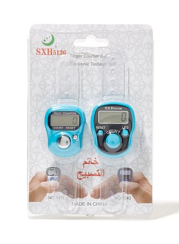 Rosh 2-Piece Digital Electronic Finger Wearable Tally Counter Light Blue