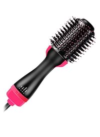 3-In-1 Electric One Step Hair Straightening Brush Pink/Black