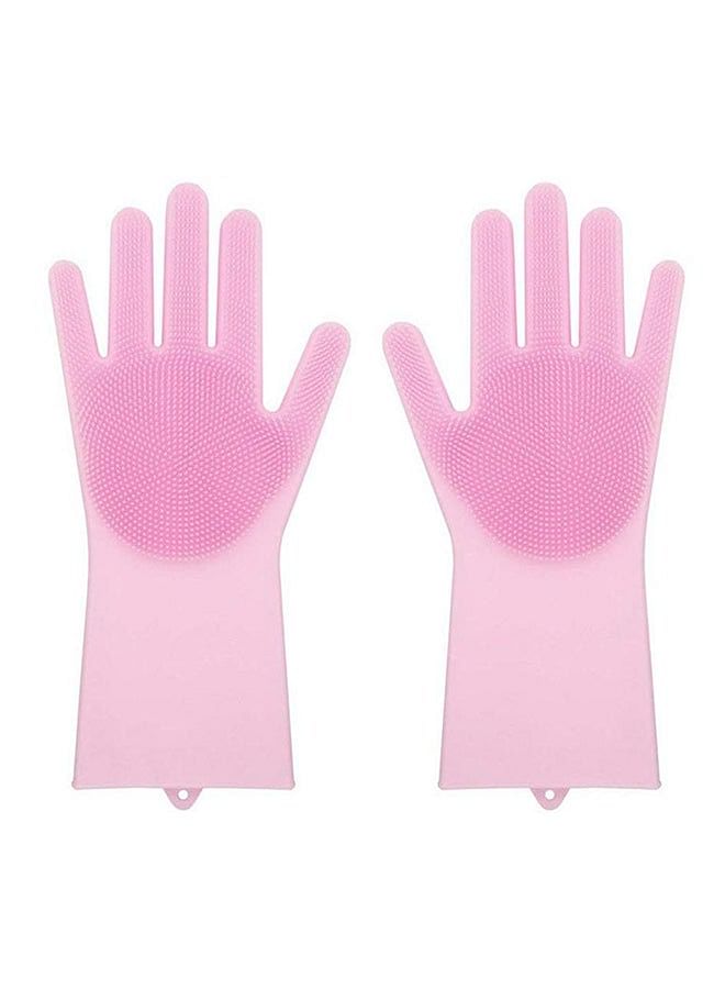 Silicone Scrubber Cleaning Gloves Pink 21grams