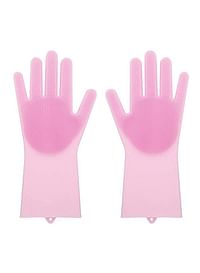 Silicone Scrubber Cleaning Gloves Pink 21grams