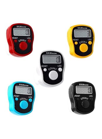 5-Piece Digital LED Electronic Handheld Tally Counter Multicolour