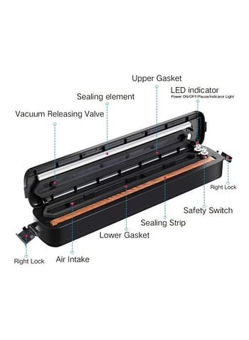 Automatic Vacuum Sealer Black 14.2x1.97x2.1inch