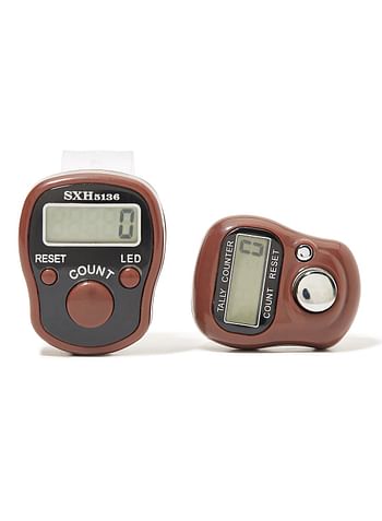 Rosh 2-Piece Digital Electronic Finger Wearable Tally Counter Brown