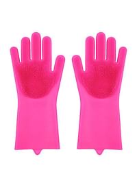 Generic Pair Of Silicone Gloves Pink 35x8x3centimeter