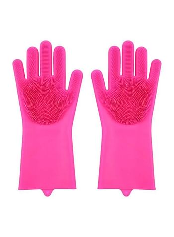 Generic Pair Of Silicone Gloves Pink 35x8x3centimeter