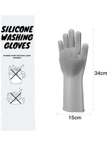 Generic Silicone Dishwashing Glove Grey 34 x 15centimeter