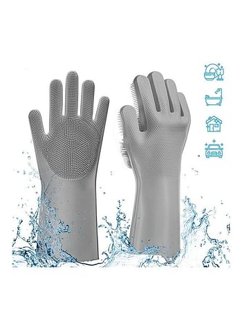 Generic Silicone Dishwashing Glove Grey 34 x 15centimeter