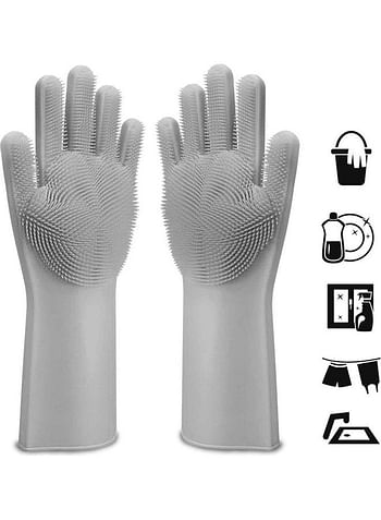 Generic Silicone Dishwashing Glove Grey 34 x 15centimeter