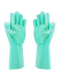 Generic 2-Piece Silicone Cleaning Glove Light Green 190grams