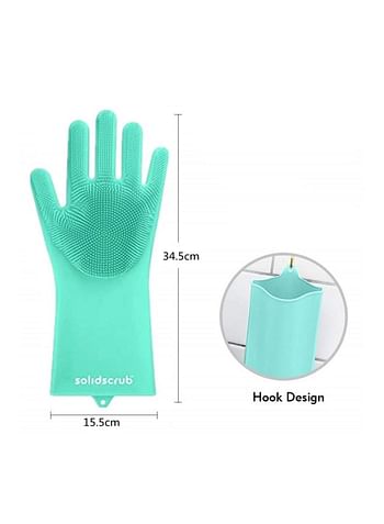 Generic 2-Piece Silicone Cleaning Glove Light Green 190grams