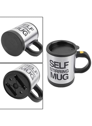 Self Stirring Coffee Cup With Lid Black/Silver