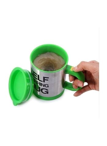 Self Stirring Coffee Mug Silver/Green