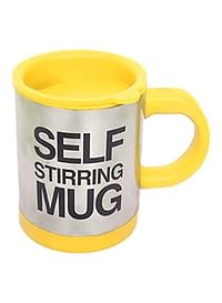 Stainless Steel Self Stirring Coffee Mug Yellow/Silver/Black