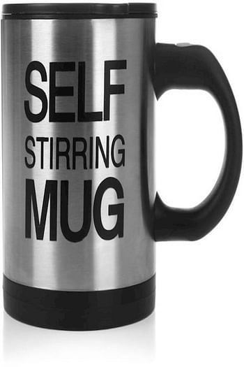 Automatic Electric Self Stirring Mug Coffee Mixing Drinking Cup Stainless Steel 350ml Black 350ml