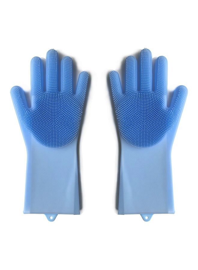 Pair Of Magic Silicone Gloves Transparent Blue 34.5x15.5x0.3cm