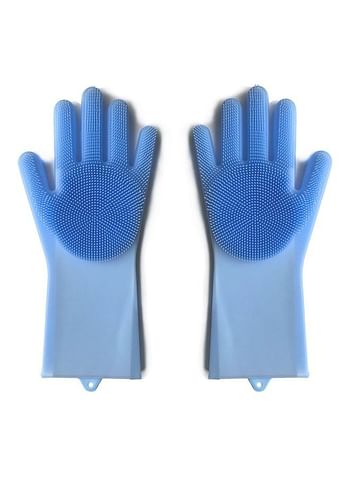 Pair Of Magic Silicone Gloves Transparent Blue 34.5x15.5x0.3cm