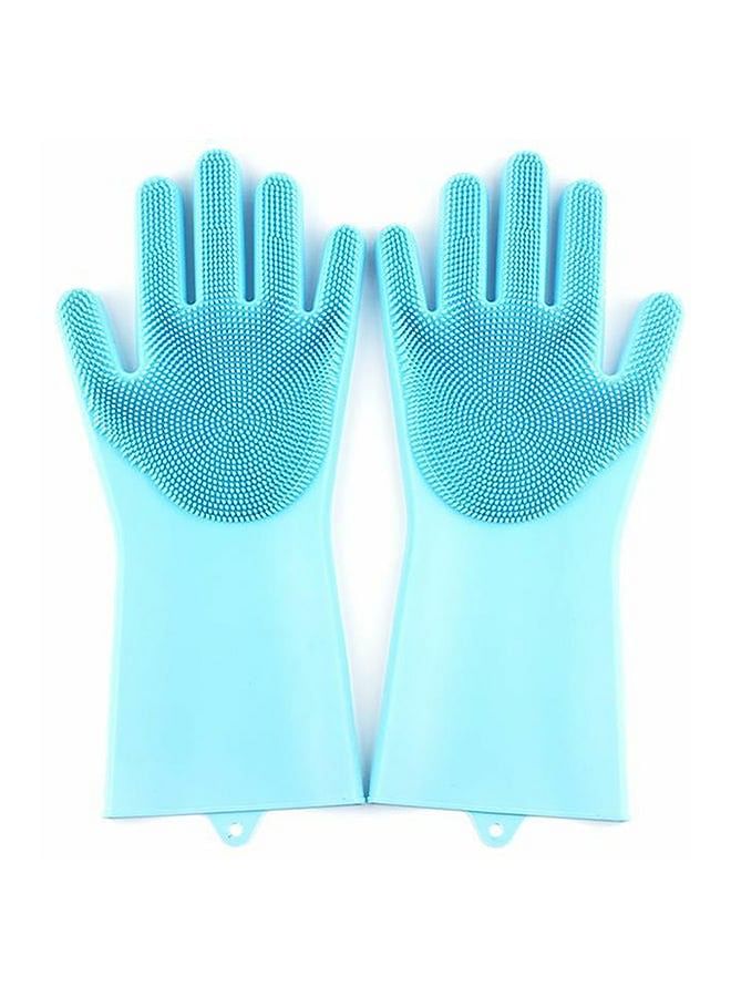 Mena 2-Piece Magic Silicone Scrubbing Gloves Set Turquoise One Size