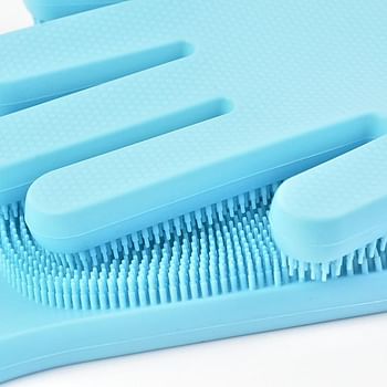 Mena 2-Piece Magic Silicone Scrubbing Gloves Set Turquoise One Size