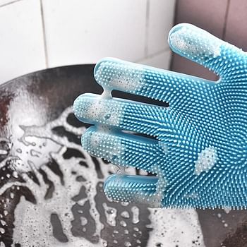 Mena 2-Piece Magic Silicone Scrubbing Gloves Set Turquoise One Size