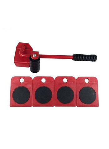 5-Piece Furniture Lifter Easy Moving Sliders Mover Tool Set Red/Black