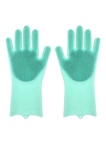 Magic Washing Scrubber Heat Resistant Silicone Gloves Light Green 17.8X3.7X39.5cm