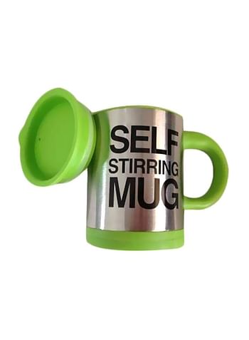 Stainless Steel Self Stirring Mug Green/Silver/Black 9.2x13.6x12.2cm