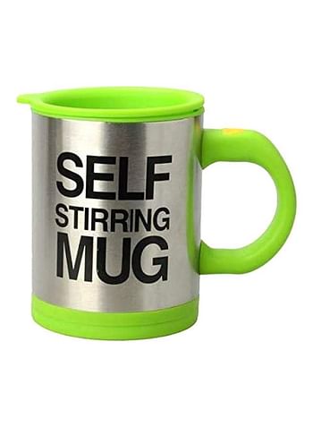 Stainless Steel Self Stirring Mug Green/Silver/Black 9.2x13.6x12.2cm