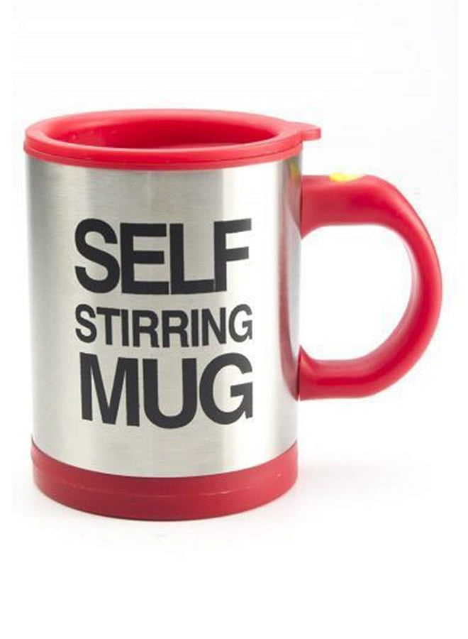 Self Stirring Mug Silver/Red 400ml