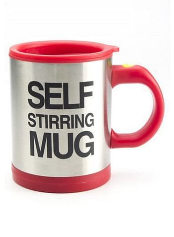 Self Stirring Mug Silver/Red 400ml