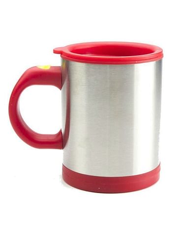 Self Stirring Mug Silver/Red 400ml