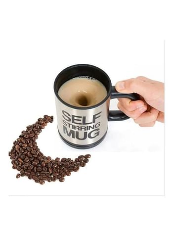 Stainless Steel Self Stirring Coffee Mug Black/Silver 4.37x3.37inch