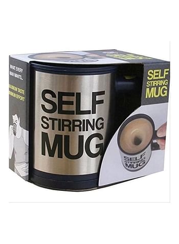 Stainless Steel Self Stirring Coffee Mug Black/Silver 4.37x3.37inch