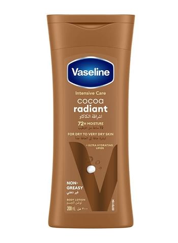 Vaseline Lotion intensive care cocoa radiant made with 100% pure cocoa butter for a natural glow Brown 200ml