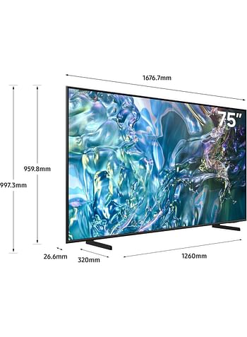 Samsung Smart TV, Big TV, QLED, Q60D, 75 Inch, 2024, 100% Color Volume with Quantum Dot, 4K Upscaling, Tizen OS, AirSlim Design QA75Q60DAUXZN Black