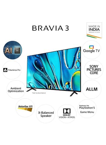 Sony BRAVIA 3 55 Inch 4k Smart TV HDR50 Hz K-55S30 Black