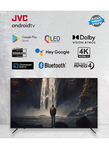 JVC 75-Inch Edgeless 4K QLED Official Google Certified Android Smart TV With Dolby Vidion.Atmos, Chrome Cast Built In and "OK GOOGLE" Voice Remote - LT-75NQ7115 Black