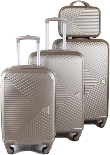 Luggage District Elegant ABS Luggage Trolley Set 4 Piece, Champagne