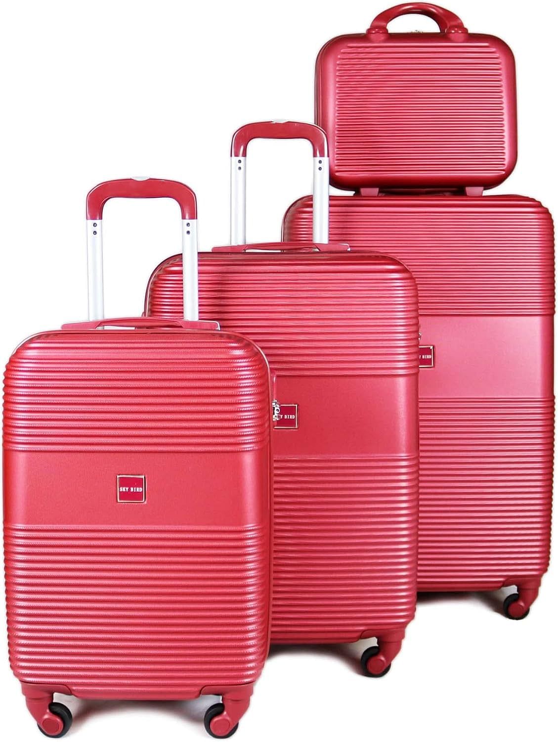 Luggage District Safari ABS Luggage Trolley Set 4 Piece, Red